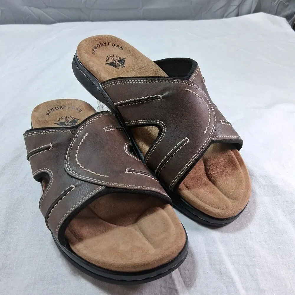 Dockers Mens Sunland Sandal Casual Comfort Outdoor Slip on Slide Shoe Brown 10M